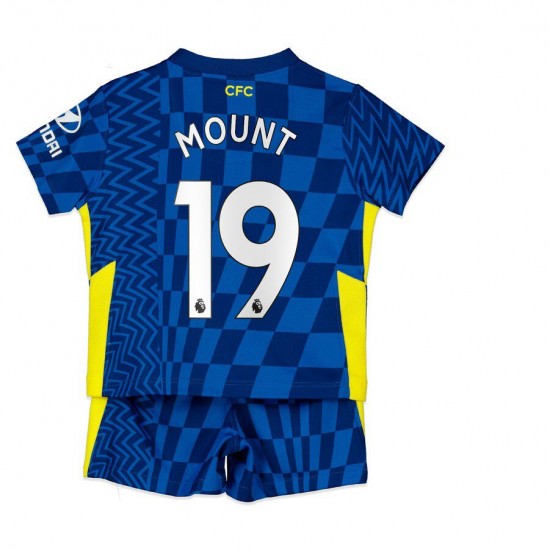 Camisola Chelsea Mason Mount 19 Criança Equipamento Primeiro 2021-2022 Manga Curta